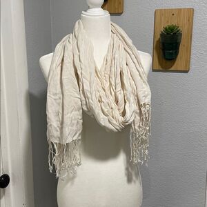 Spectrum Cream 100% Rayon Scarf with Fringe